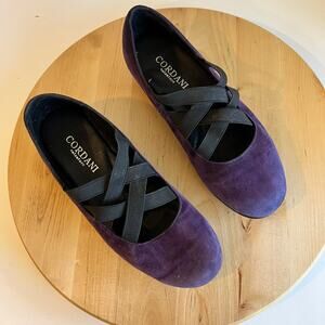 Purple Suede Genuine Leather Strappy Ballet Flats Size 38 / 7.5-8 Cordani Shoes